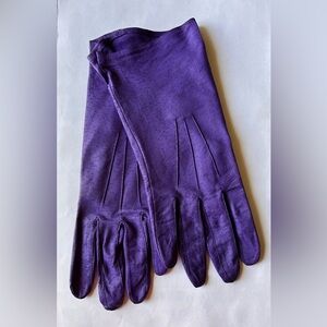 ESPRIT Women 100% Leather, Elegant Purple Gloves, Size Medium